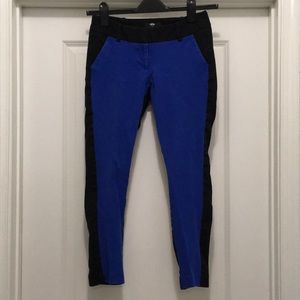 Ankle length electric blue and black pants
